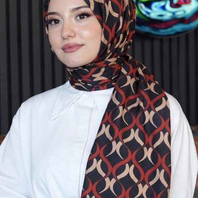 شال تسه‌تور طرح دار با پارچه کرپ - قرمز