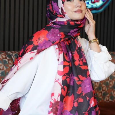 شال تسه‌تور طرح دار با پارچه کرپ - Lavanta80