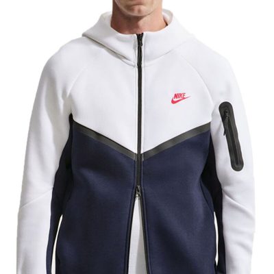 سویشرت زنانه هودی Tech Fleece Windrunner - Beyaz/Mavi/Kırmızı