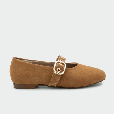 بابـت زنانه ویکتور عـسـلـی طـعـم تـلـخ چرم با تـوکـال طـلایی - taba süet
