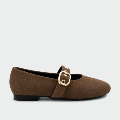 بابـت زنانه ویکتور عـسـلـی طـعـم تـلـخ چرم با تـوکـال طـلایی - acı kahve süet