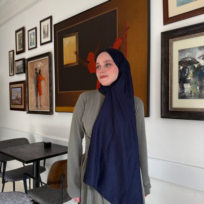 شال جاکار مشکی طرح‌دار - سورمه‌ای