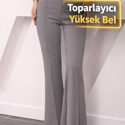 شلوار تایت ترند با دوخت جلو و جزئیات برجسته - Gümüş