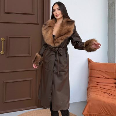 کت چرم زنانه Derimod قهوه‌ای