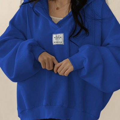 سویشرت اورسایز یقه‌دار (V-Neck) یونیسکس بیسیک - sakspat