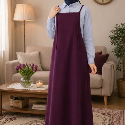 لباس تسکتور مدل السا با پارچه کرپ حریر - Mürdüm