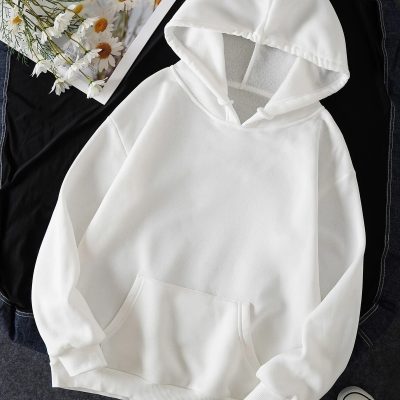 سویشرت اورسایز یقه‌دار (V-Neck) یونیسکس بیسیک - beyaz1
