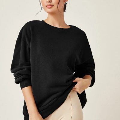 سویشرت اورسایز یقه‌دار (V-Neck) یونیسکس بیسیک - siyah0