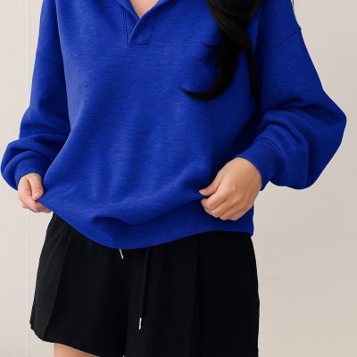 سویشرت اورسایز یقه‌دار (V-Neck) یونیسکس بیسیک - saks856320