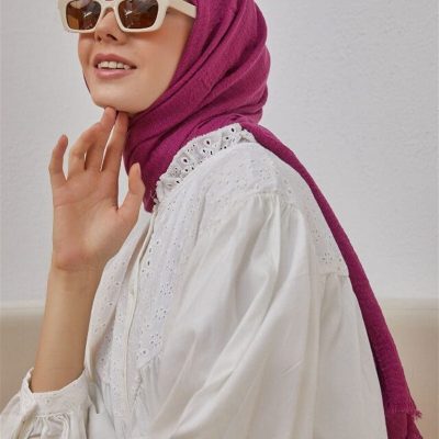 شال بورومجک رنگ قهوه‌ای سوخته (بدون نیاز به اتو، بافت سبک و تنفس‌پذیر، ابعاد بزرگ و نازک) - vişne