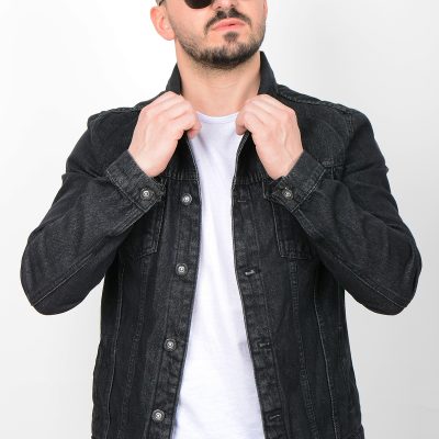 کت جین اسلیم فیت مردانه لاکی‌رنگ - Denım Kot Ceket - دودی