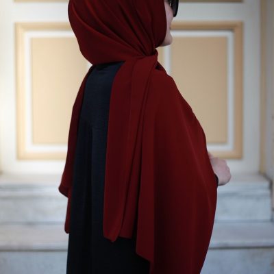 شال حریر مدینه مشکی - شرابی