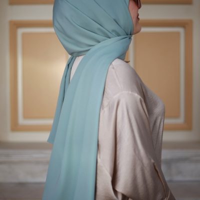 شال حریر مدینه مشکی - Su yeşili