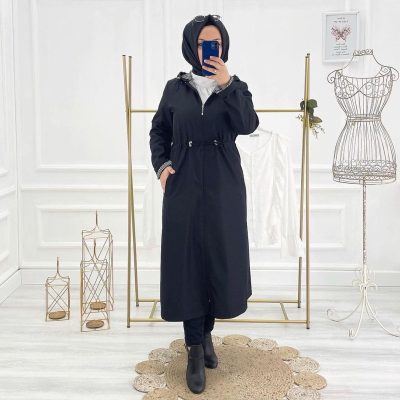 کت بارانی زنانه لاکیورت با آستر خط‌دار و ضد آب - مشکی