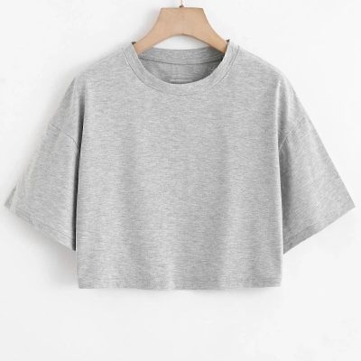ست ۳ تایی تی شرت کراپ زنانه - DAXIS Sportwear Company - خاکستری