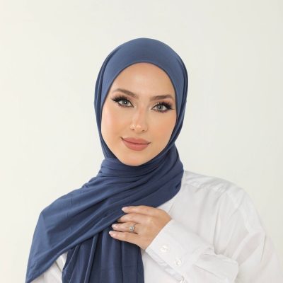 شانل لوکس ایندیگو - شال پنبه‌ای زنانه، حجاب جرسی، هدبند لایکرا