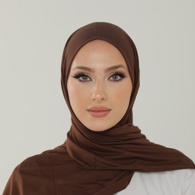 شال آنتراسیت لوکس پنبه‌ای زنانه - هدبند جرسی حجاب لایکرا - ACI KAHVE