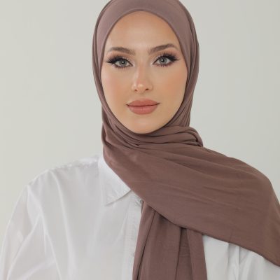 شال آنتراسیت لوکس پنبه‌ای زنانه - هدبند جرسی حجاب لایکرا - İNCİR