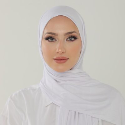 شال آنتراسیت لوکس پنبه‌ای زنانه - هدبند جرسی حجاب لایکرا - KAR BEYAZ