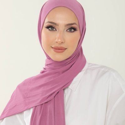 شال آنتراسیت لوکس پنبه‌ای زنانه - هدبند جرسی حجاب لایکرا - MENEKŞE