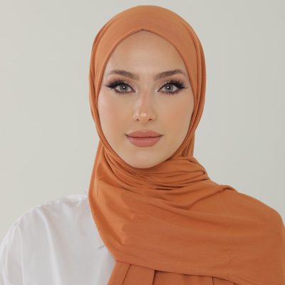 شال آنتراسیت لوکس پنبه‌ای زنانه - هدبند جرسی حجاب لایکرا - ŞEFTALİ