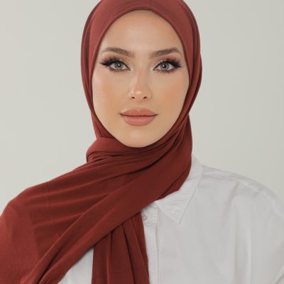 شال آنتراسیت لوکس پنبه‌ای زنانه - هدبند جرسی حجاب لایکرا - KOYU KİREMİT