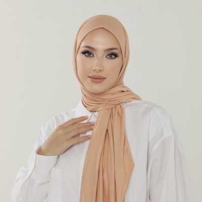 شال آنتراسیت لوکس پنبه‌ای زنانه - هدبند جرسی حجاب لایکرا - SOMON