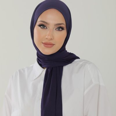 شال آنتراسیت لوکس پنبه‌ای زنانه - هدبند جرسی حجاب لایکرا - MORCİVERT