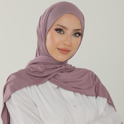شال آنتراسیت لوکس پنبه‌ای زنانه - هدبند جرسی حجاب لایکرا - LAVANTA