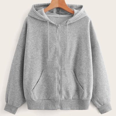 سویشرت یقه‌دار مردانه و زنانه با جیب و زیپ DAXIS Sportwear Company - خاکستری