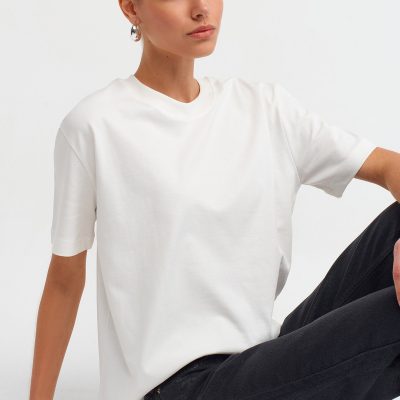 تیشرت یقه گرد دوخت تزئینی 30312 - قهوه‌ای تیره - 100% پنبه - اکرو