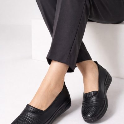 کفش ارتوپدیک مادرانه دورتکس D319 با چرم طبیعی و پاشنه ژله‌ای - siyah 34324235