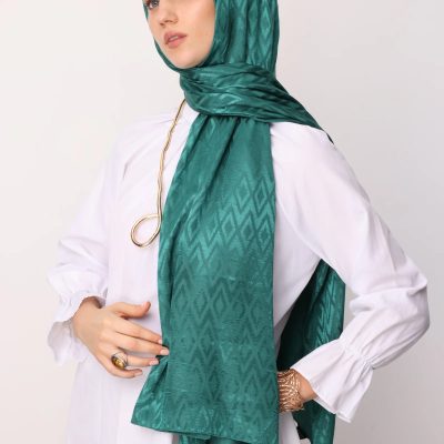 شال جاکارد براق با طرح کارو - Mint Yeşili
