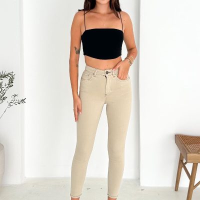 شلوار جین زنانه لاکچری مدل JENNIE-BLUE BLACK-K، اسکینی سوپر فیت، کمر بلند و کشسان - FİL DİŞİ