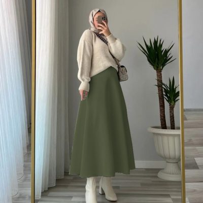 دامن اسکوبا زنانه سبز Newness Fashion Forwoard