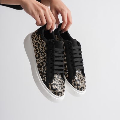 کفش زنانه اسپرت سنگ‌دوزی شده ROSA SHOES سایز کامل - siyah sarı