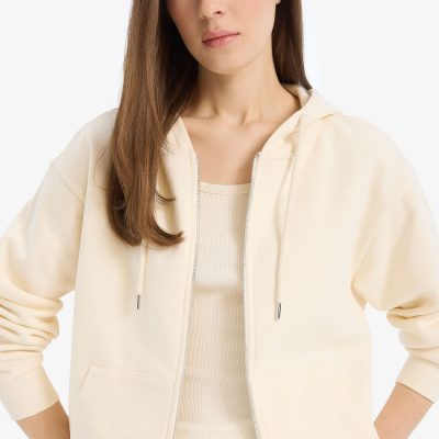 سویشرت هودی زنانه دوفاکتو مدل پمبه کژوال با کلاه — شنی Defacto