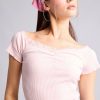 تیشرت کشکورس زنانه آستین کوتاه کادو — صورتی Defacto