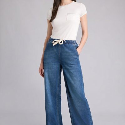 شلوار جین زنانه ماوی مدل Wide Leg کمر بلند 3435167 — آبی Defacto