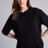 تیشرت اورشرت زنانه یقه گرد آستین کوتاه مدل 3437348 — مشکی Defacto