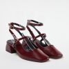 Burgunderrote Mary Jane-Schuhe mit quadratischer Zehenpartie und 4 cm hohem Absatz für Damen TAKSS24TO00009