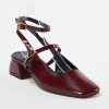 Burgunderrote Mary Jane-Schuhe mit quadratischer Zehenpartie und 4 cm hohem Absatz für Damen TAKSS24TO00009