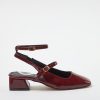 Burgunderrote Mary Jane-Schuhe mit quadratischer Zehenpartie und 4 cm hohem Absatz für Damen TAKSS24TO00009