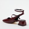Burgunderrote Mary Jane-Schuhe mit quadratischer Zehenpartie und 4 cm hohem Absatz für Damen TAKSS24TO00009
