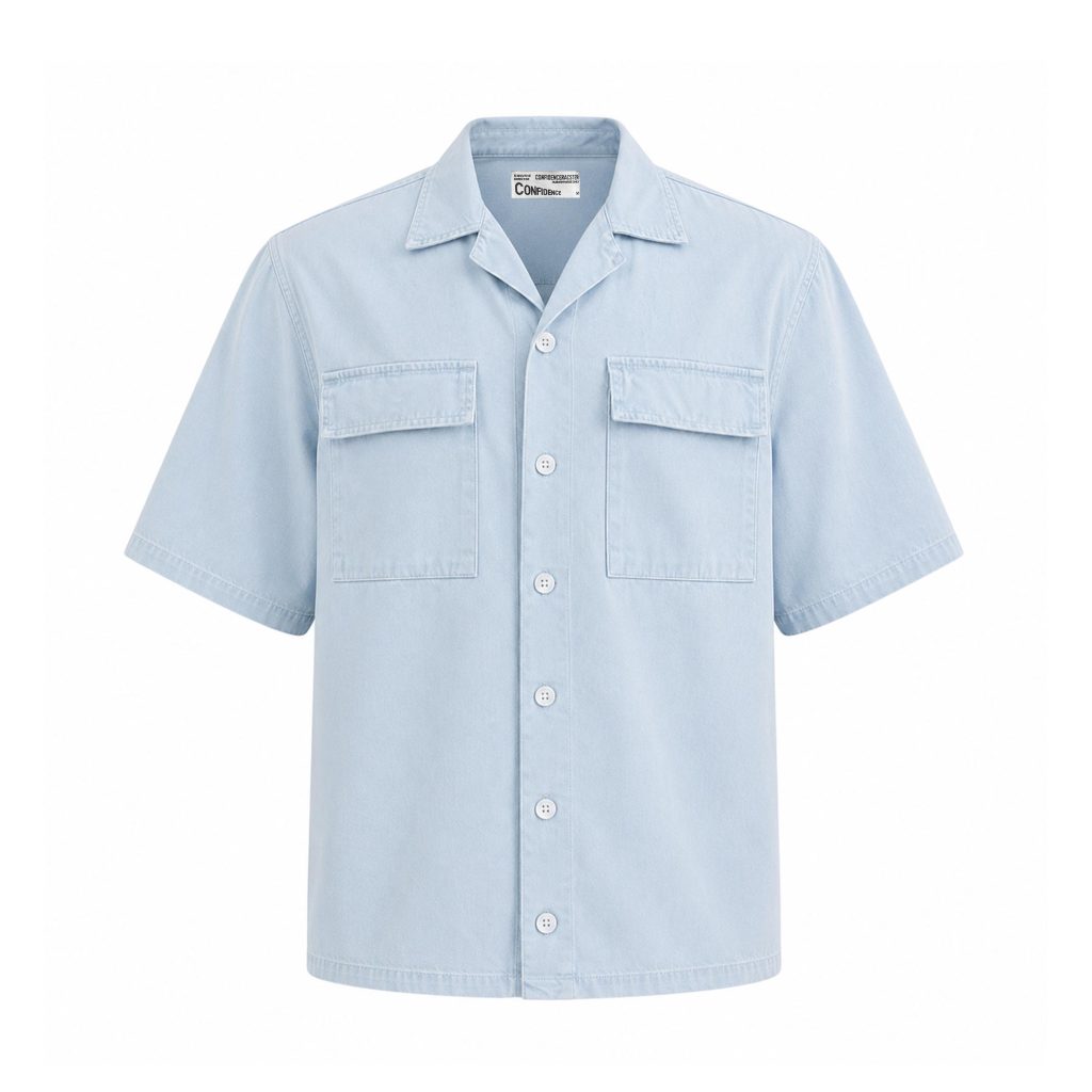 پیراهن یقه کوبایی جیب‌دار
