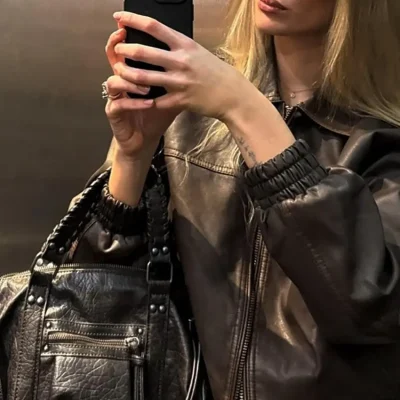 کت چرم مصنوعی مردانه bershka
