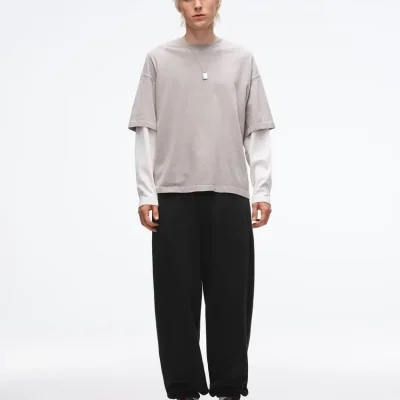 شلوار جگر فیت شاردون دار مردانه bershka