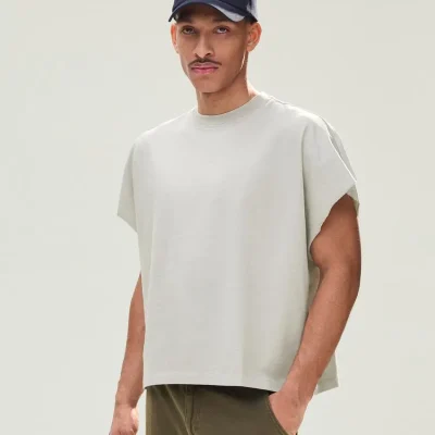 تیشرت اورسایز بدون آستین چاپی مردانه bershka