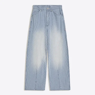 جین کمر پایین با پاچه سوپر عریض و خط‌راه bershka