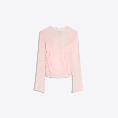 تیشرت زنانه آستین بلند توری bershka